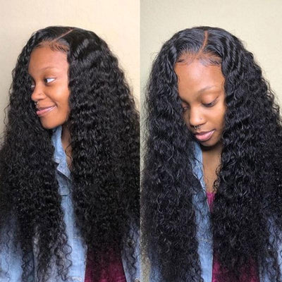 Jerry Curl 4x4 Lace Closure Wig Pre Plucked Virgin Human Hair Transparent Lace Wigs with Baby Hair