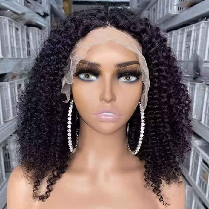 Kinky Curly Lace Frontal Wig 180% Density Best Beauty Virgin Human Hair Flash Sale