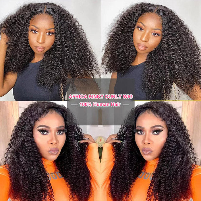 Kinky Curl 13x4 Lace Frontal Wig Pre Plucked Best Beauty Human Hair