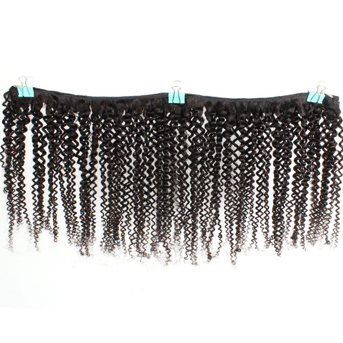 Kinky Curly Transparent Lace Closure with 3 or 4 Bundles Virgin Human Hair Weave Extensions