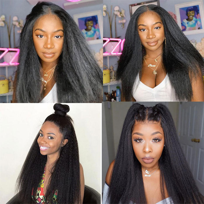 Kinky Straight Human Hair Weave 1/3/4 Bundles Deals Yaki Straight Virgin Hair Extensions