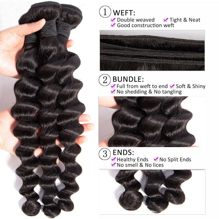 Loose Deep Wave Hair Weave 3 or 4 Bundles Deals Best Beauty Virgin Human Hair Extensions