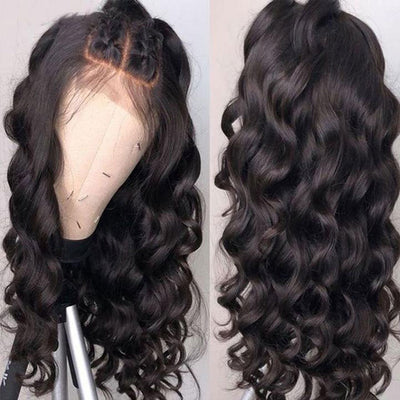 Loose Wave Transparent Lace Closure Wig 150% or 180% Density Human Hair Lace Wigs Pre Plucked