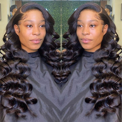 Loose Wave Transparent Lace Closure Wig 150% or 180% Density Human Hair Lace Wigs Pre Plucked