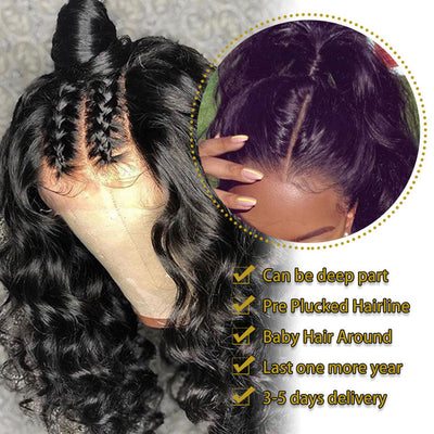 Loose Wave Transparent Lace Closure Wig 150% or 180% Density Human Hair Lace Wigs Pre Plucked