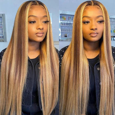 Ombre Highlight Transparent Lace Frontal Wig Best Beauty Hair