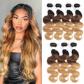 Ombre Human Hair Bundles 3 Tone Color T1B 4 27 Body Wave Hair Weave Extensions