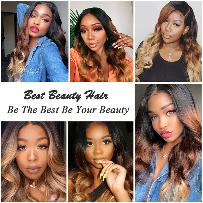 Ombre Human Hair Bundles 3 Tone Color T1B 4 27 Body Wave Hair Weave Extensions