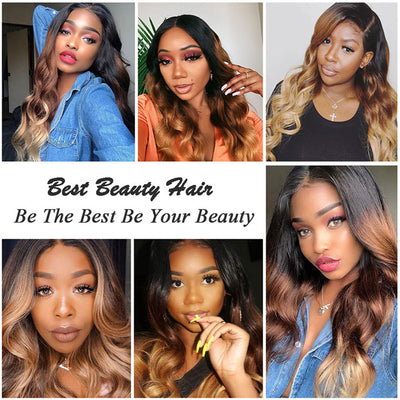 Ombre Human Hair Bundles 3 Tone Color T1B 4 27 Body Wave Hair Weave Extensions