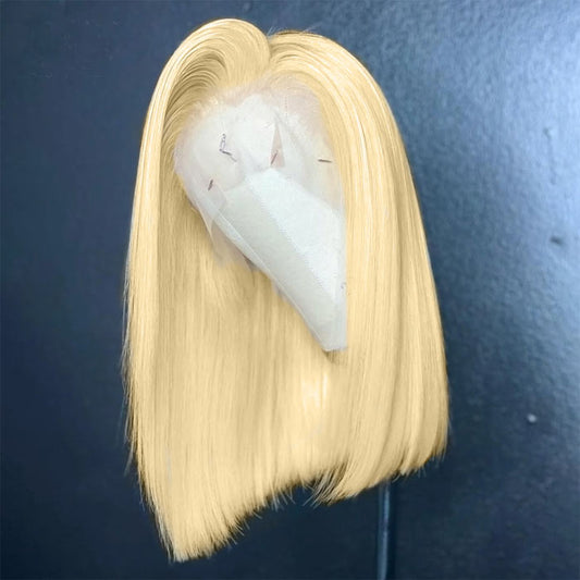 Short Bob 13x4 Lace Frontal Wig Honey Blonde Color 613 Virgin Human Hair