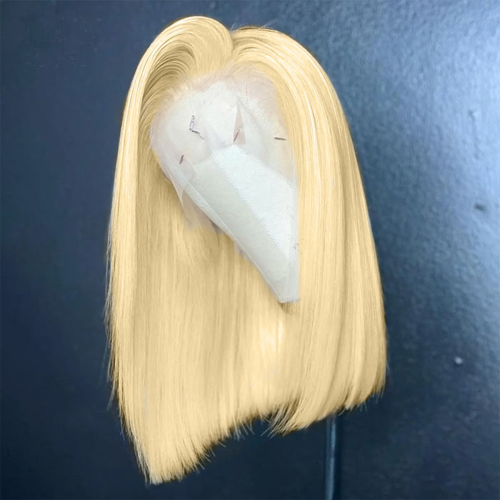Short Bob 13x4 Lace Frontal Wig Honey Blonde Color 613 Virgin Human Hair