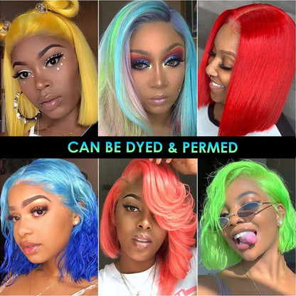 Short Bob 13x4 Lace Frontal Wig Honey Blonde Color 613 Virgin Human Hair