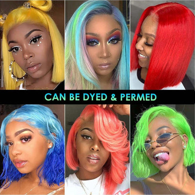Short Bob 13x4 Lace Frontal Wig Honey Blonde Color 613 Virgin Human Hair