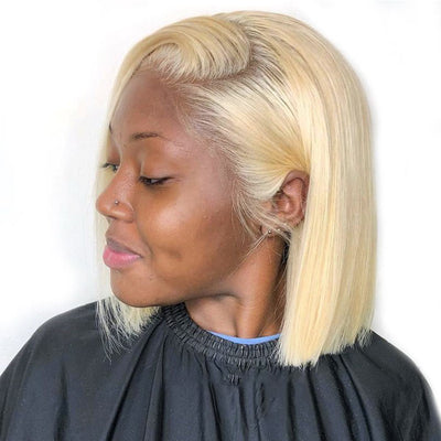 Short Bob 13x4 Lace Frontal Wig Honey Blonde Color 613 Virgin Human Hair
