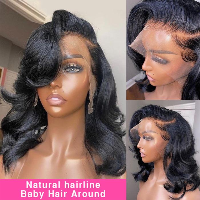 Short Bob Lace Front Wig Pre Plucked Body Wave Virgin Human Hair Best Beauty Hair