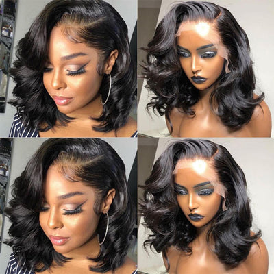 Short Bob Lace Front Wig Pre Plucked Body Wave Virgin Human Hair Best Beauty Hair