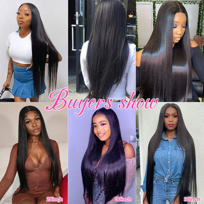 Straight Hair Bundles with Closure Pre Plucked Virgin Human Hair Transparent Lace Closure with Hair Weave