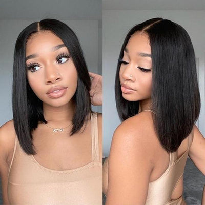 Straight Short Bob Wig with Baby Hair 4x4 Lace Closure Wigs Pre-Plucked For Women
