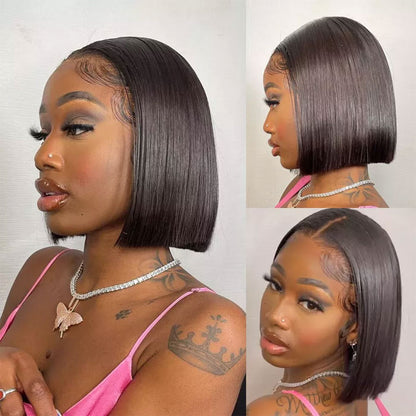 Straight Short Bob Wig with Baby Hair 4x4 Lace Closure Wigs Pre-Plucked For Women