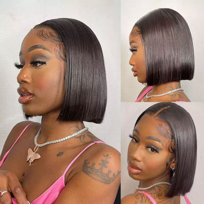 Straight Short Bob Wig with Baby Hair 4x4 Lace Closure Wigs Pre-Plucked For Women