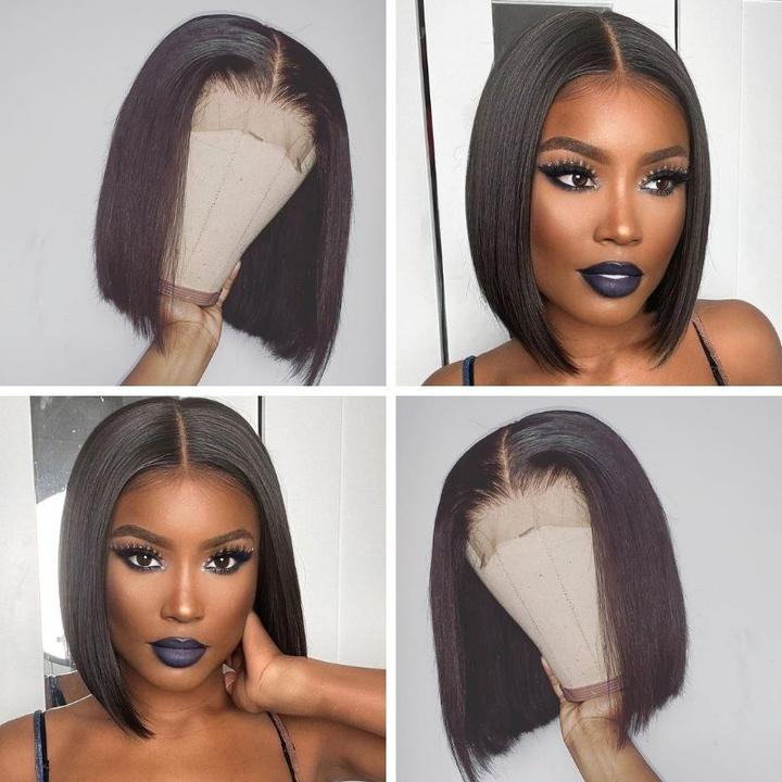 Straight Short Bob Wig with Baby Hair 4x4 Lace Closure Wigs Pre-Plucked For Women