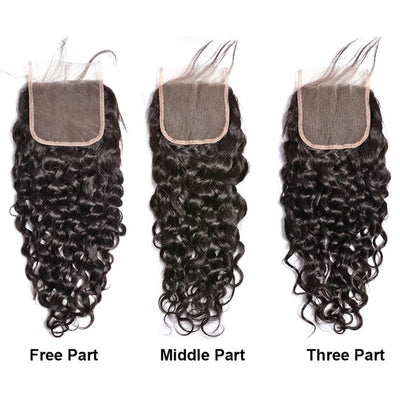 Transparent Lace Closure with Bundles Water Wave Virgin Human Hair Weave with Closure Wet and Wavy