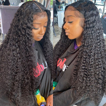Transparent Lace Closure with Bundles Water Wave Virgin Human Hair Weave with Closure Wet and Wavy