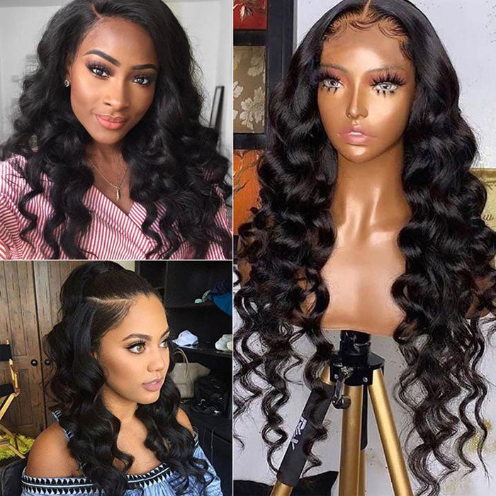 Transparent Lace Frontal Wig Loose Wave Virgin Human Hair 13x4 Lace Front Wigs Pre Plucked