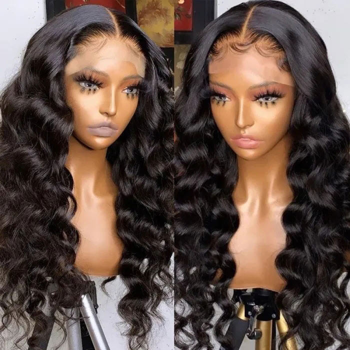 Transparent Lace Frontal Wig Loose Wave Virgin Human Hair 13x4 Lace Front Wigs Pre Plucked