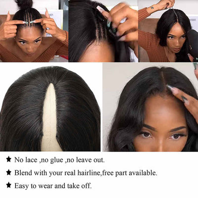 V Part Wig Human Hair Minimal Leave Out U Part Wig Best Beauty Hair