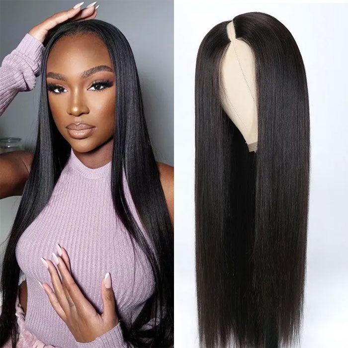 V Part Wig Human Hair Minimal Leave Out U Part Wig Best Beauty Hair