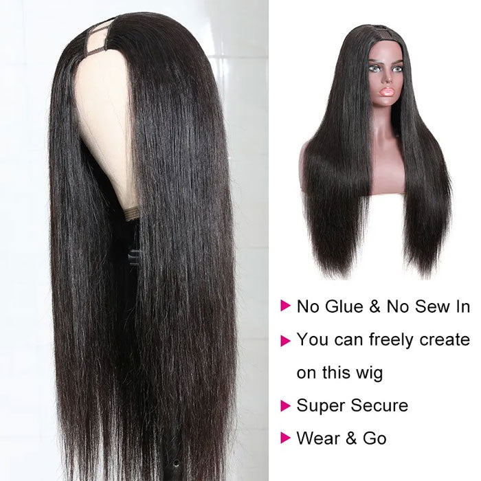 V Part Wig Human Hair Minimal Leave Out U Part Wig Best Beauty Hair