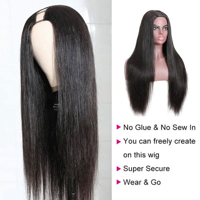 V Part Wig Human Hair Minimal Leave Out U Part Wig Best Beauty Hair