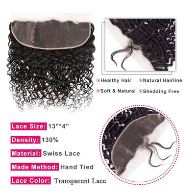 Water Wave Lace Frontal Pre Plucked Virgin Human Hair 13x4 Transparent Lace All Skin Melt Well