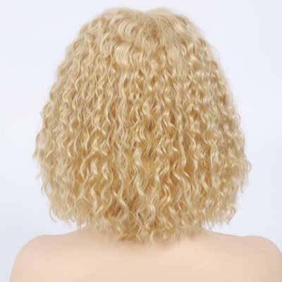 Water Wave Bob Lace Frontal Wig Virgin Human Hair Honey Blonde Color 613