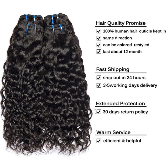 Water Wave Hair Bundles Natural Color Wet and Wavy Best Beauty Virgin Human Hair Extensions