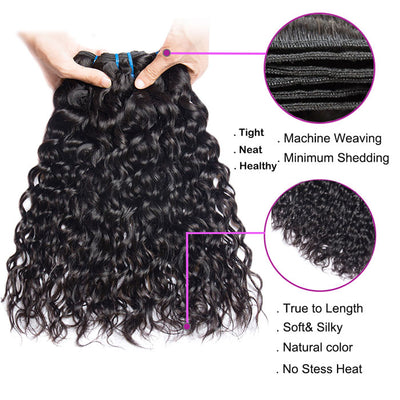 Water Wave Hair Bundles Natural Color Wet and Wavy Best Beauty Virgin Human Hair Extensions