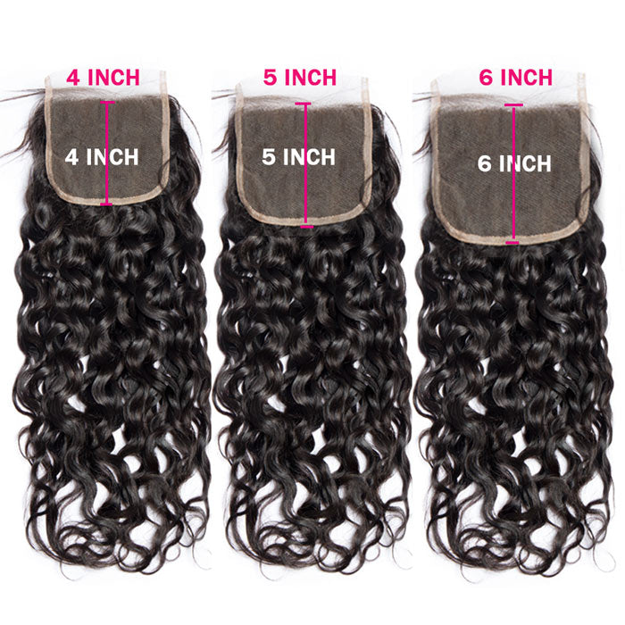 Water Wave Lace Closure Virgin Human Hair 4x4 5x5 6x6 Transparent Lace Melt Skin Well