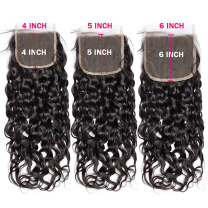Water Wave Lace Closure Virgin Human Hair 4x4 5x5 6x6 Transparent Lace Melt Skin Well