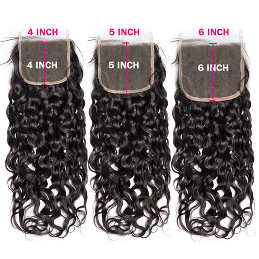 Water Wave Lace Closure Virgin Human Hair 4x4 5x5 6x6 Transparent Lace Melt Skin Well