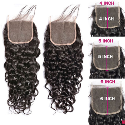 Water Wave Lace Closure Virgin Human Hair 4x4 5x5 6x6 Transparent Lace Melt Skin Well