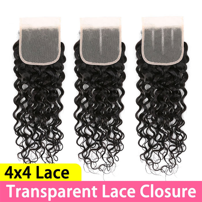 Water Wave Lace Closure Virgin Human Hair 4x4 5x5 6x6 Transparent Lace Melt Skin Well