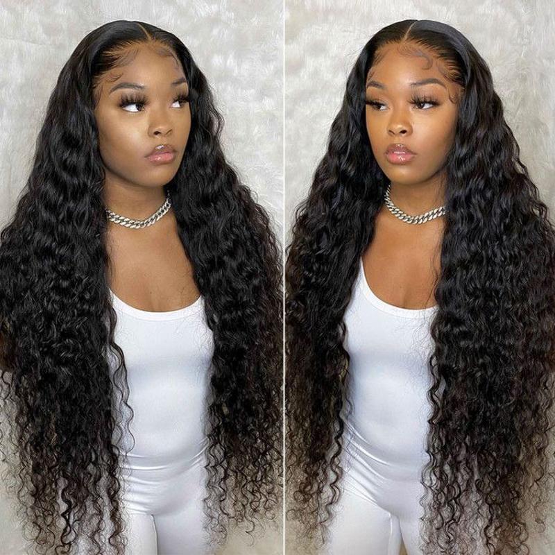 Water Wave 13x4 Lace Front Wig for Women Skin Melt Transparent Lace Frontal Wigs Virgin Human Hair