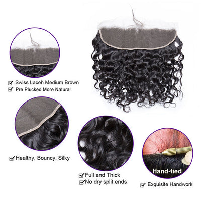 Water Wave Lace Frontal Pre Plucked Virgin Human Hair 13x4 Transparent Lace All Skin Melt Well